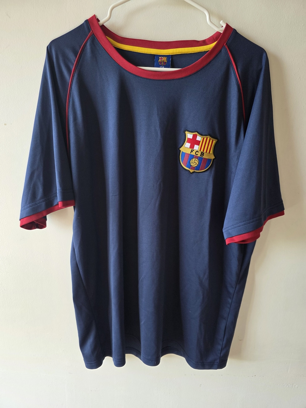 FC Barcelona Navy & Claret Short Sleeve Soccer Jersey Shirt XL Vintage Style